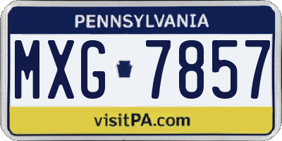 PA license plate MXG7857
