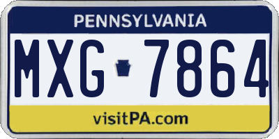 PA license plate MXG7864