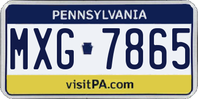 PA license plate MXG7865