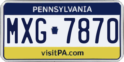 PA license plate MXG7870