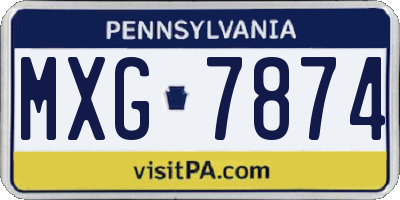 PA license plate MXG7874