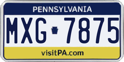 PA license plate MXG7875