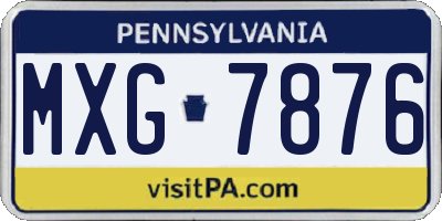 PA license plate MXG7876