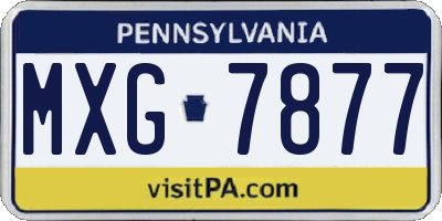 PA license plate MXG7877