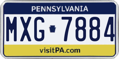 PA license plate MXG7884