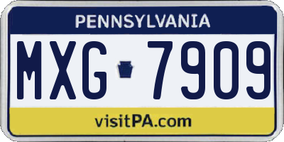 PA license plate MXG7909