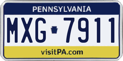 PA license plate MXG7911