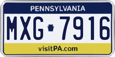 PA license plate MXG7916