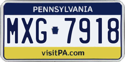 PA license plate MXG7918