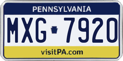 PA license plate MXG7920