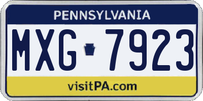 PA license plate MXG7923