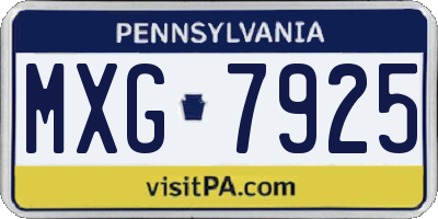 PA license plate MXG7925
