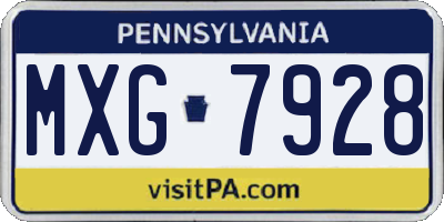 PA license plate MXG7928
