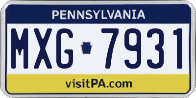 PA license plate MXG7931