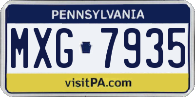 PA license plate MXG7935