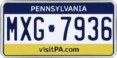 PA license plate MXG7936