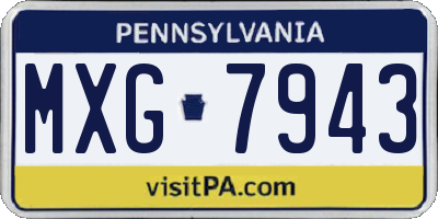 PA license plate MXG7943