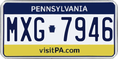 PA license plate MXG7946