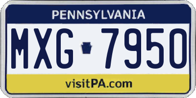 PA license plate MXG7950