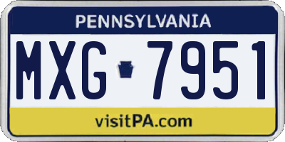 PA license plate MXG7951