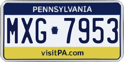 PA license plate MXG7953