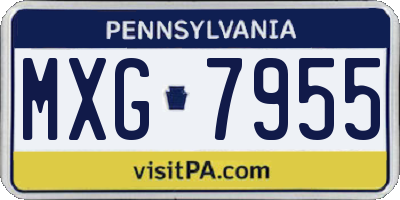 PA license plate MXG7955