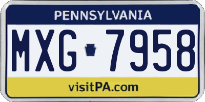 PA license plate MXG7958