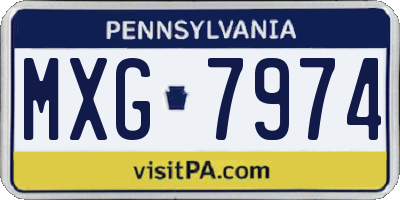 PA license plate MXG7974
