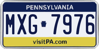 PA license plate MXG7976