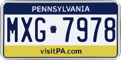 PA license plate MXG7978