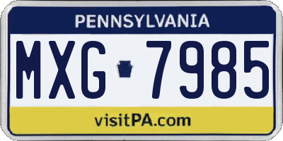 PA license plate MXG7985
