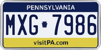 PA license plate MXG7986