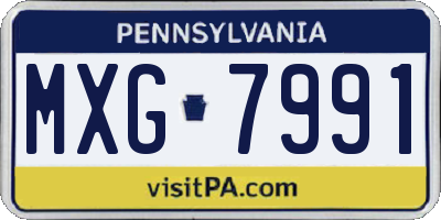 PA license plate MXG7991