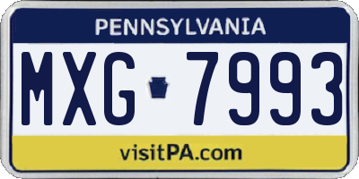 PA license plate MXG7993