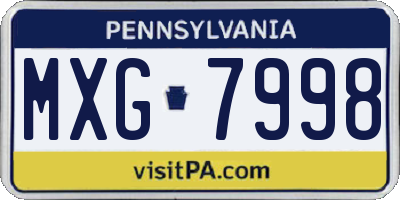 PA license plate MXG7998