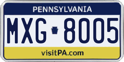 PA license plate MXG8005
