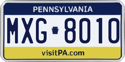 PA license plate MXG8010