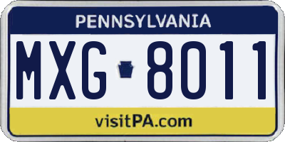 PA license plate MXG8011