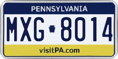 PA license plate MXG8014