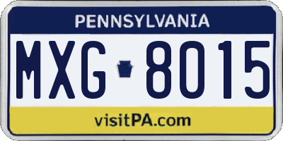 PA license plate MXG8015