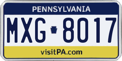 PA license plate MXG8017