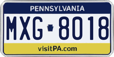 PA license plate MXG8018