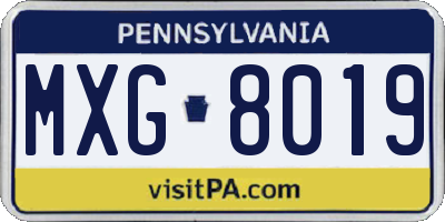 PA license plate MXG8019