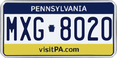 PA license plate MXG8020