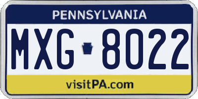 PA license plate MXG8022