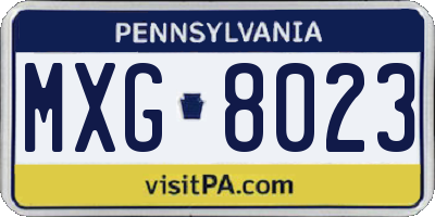 PA license plate MXG8023