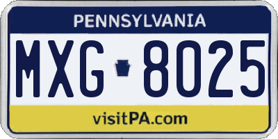 PA license plate MXG8025