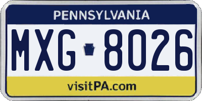 PA license plate MXG8026