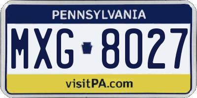 PA license plate MXG8027
