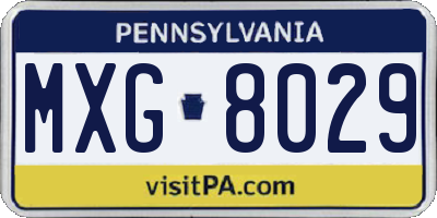 PA license plate MXG8029
